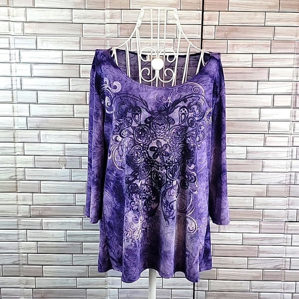 Dressbarn embellished tunic blouse Size L